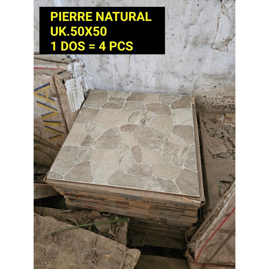 PIERRE NATURAL UK.50X50 KERAMIK LANTAI MOTIF BATU MATT MILAN TERAS CARPORT RUMAH