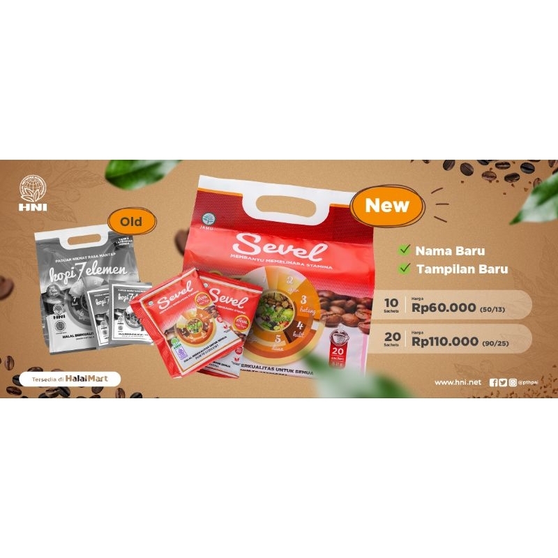 

Kopi 7 Elemen HNI (Sevel) isi 20 sachet