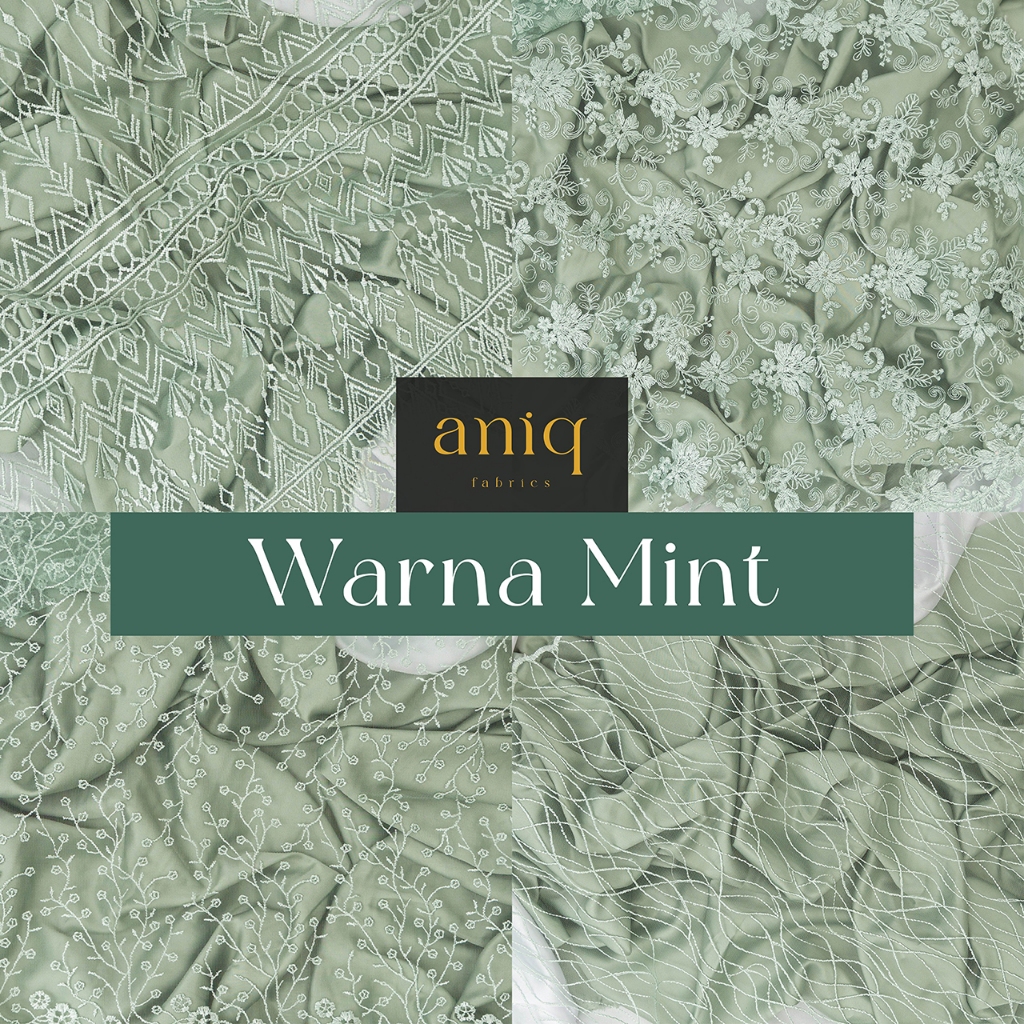 Kain Bridesmaid Paket Bahan Seragam Bridesmaid Satin Kebaya Brokat - Warna Mint