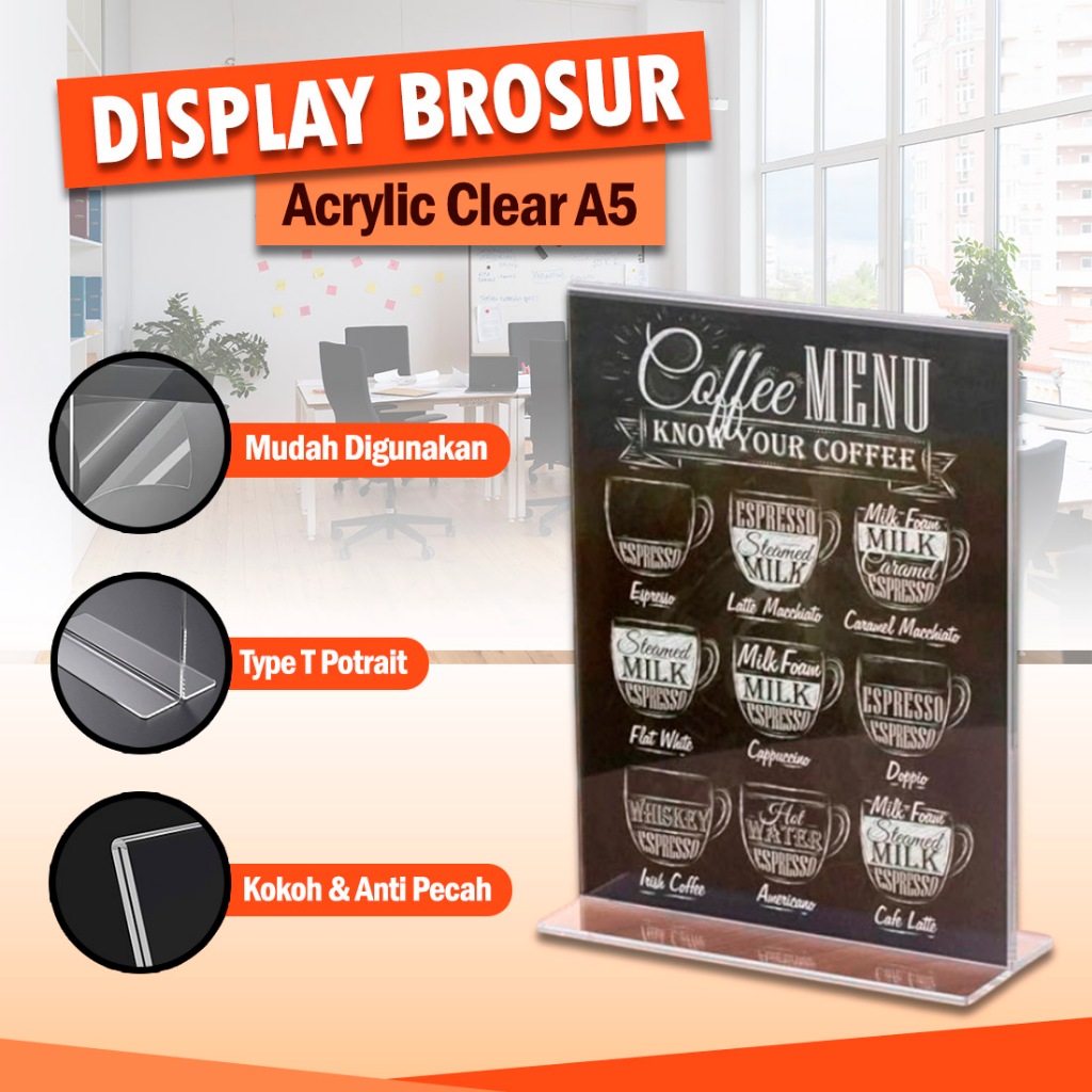 

RALALI Stand Holder Brosur Akrilik Bening A5 – Tempat Brosur Menu Nomor Meja Akrilik Type T Display Menu Acrylic Bening Stand Akrilik Meja