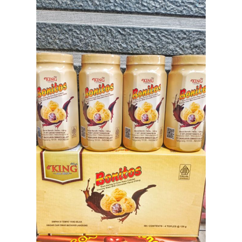 

Bonitos d'King Soes Kering Isi Coklat 1 Dus ( isi 4 Toples)