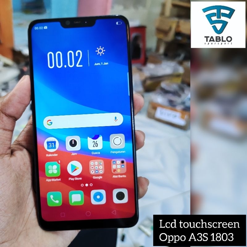 LCD touchscreen frame Oppo A3s CPH 1803 original copotan hp