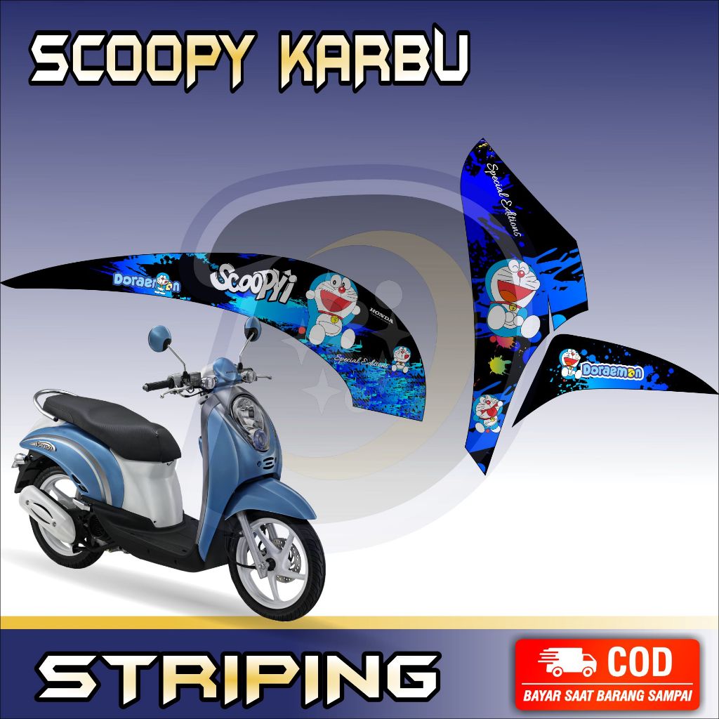 Striping Lis Honda Scoopy Karbu Stiker Variasi Motor Scoopy Karbu Striping Motor Scoopy Old Doraemon
