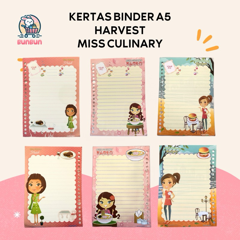 

[MIN 5 PCS BISA MIX] kertas binder harvest miss culinary a5