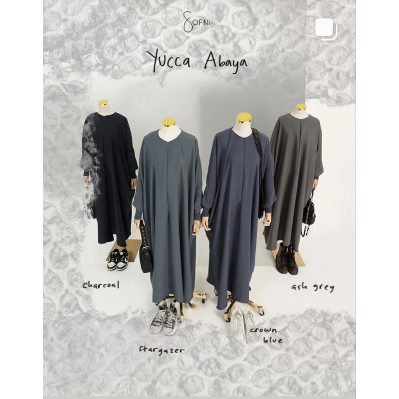 sofni abaya, jual preloved yucca abaya (bisa cicil 2x) size L warna stargazer