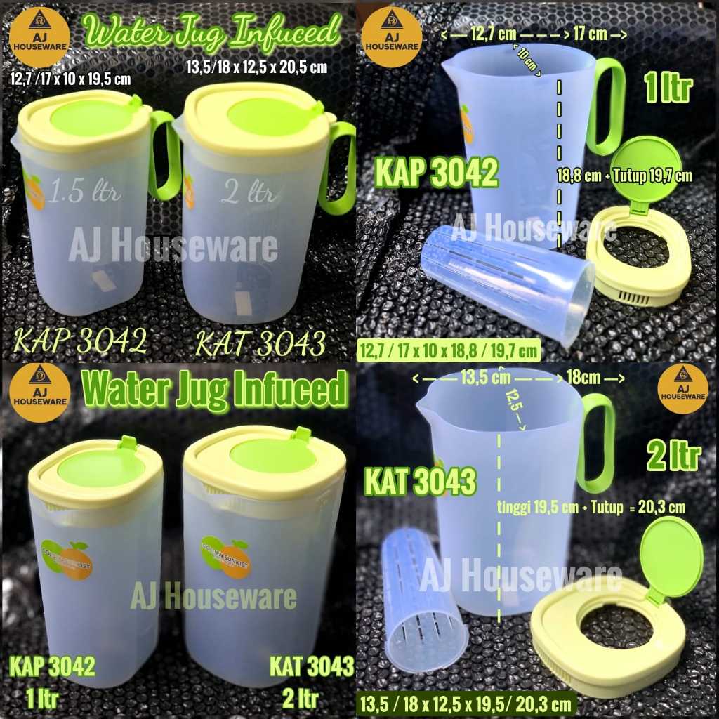 KAT 3043 ESKAN KAN AIR PLUS SARINGAN  2000 ML HIJAU / WATER JUG INFUS GOLDEN SUNKIST