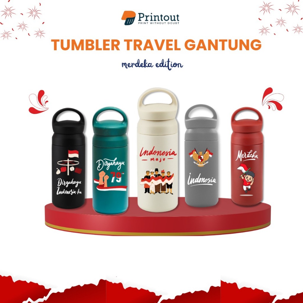 Tumbler Agustusan - Tumbler Termos Anak Japan Hook 500ml Custom Print - Tumbler Custom Travel Gantun