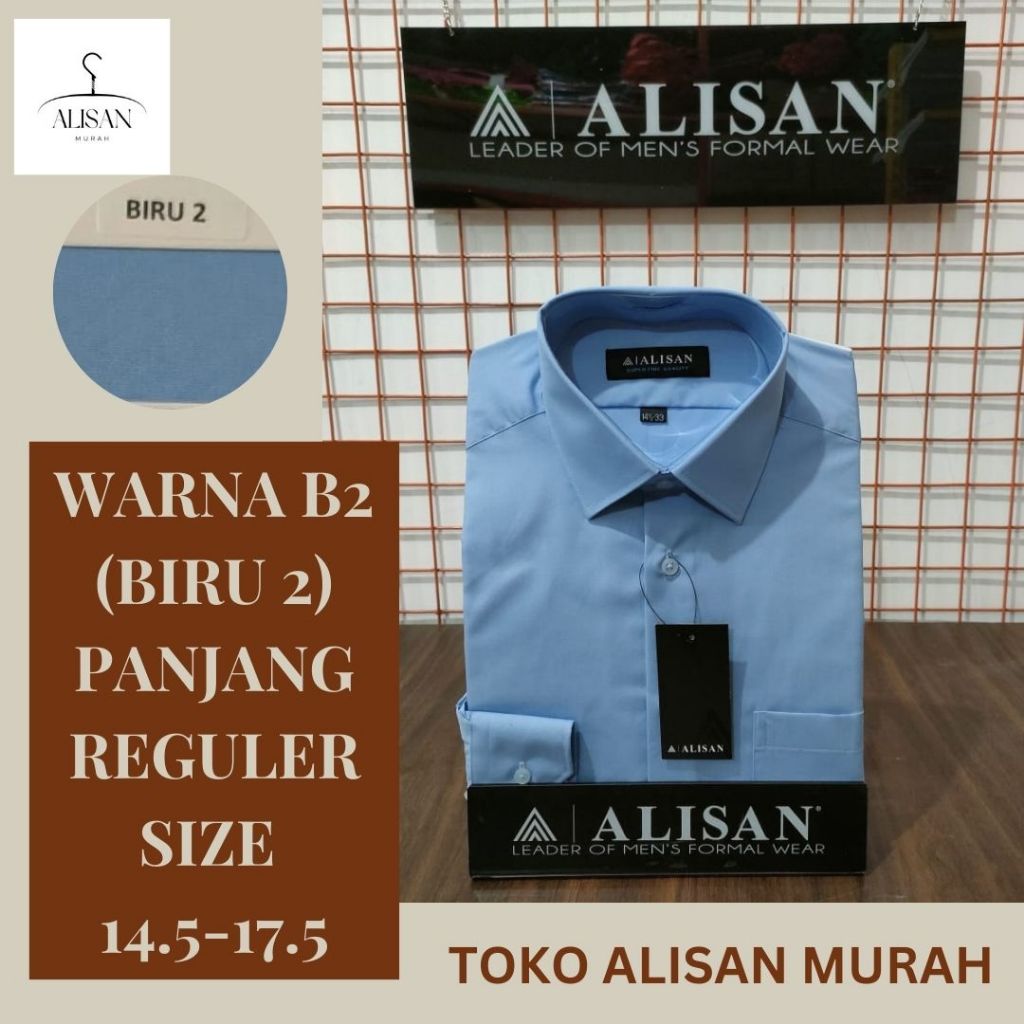 Kemeja Pria Alisan Lengan Panjang Reguler Fit Warna Biru (B2)