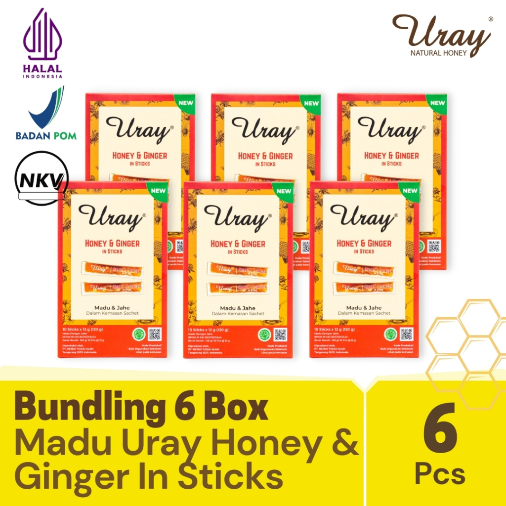 

Bundling 6 Madu Uray Honey & Ginger In Sticks 120gr - Madu Hutan