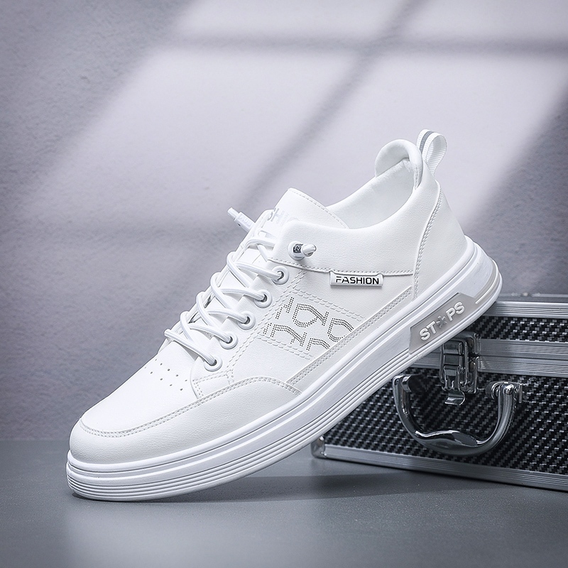 Sepatu Sneakers Putih Pria Sepatu Keren Sepatu Olahraga Kasual Tren Korea