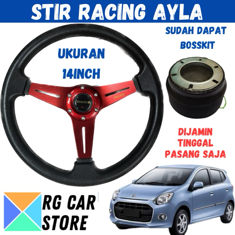 Paket Stir Racing Ayla 14inch Semi Cekung Include Bosskit