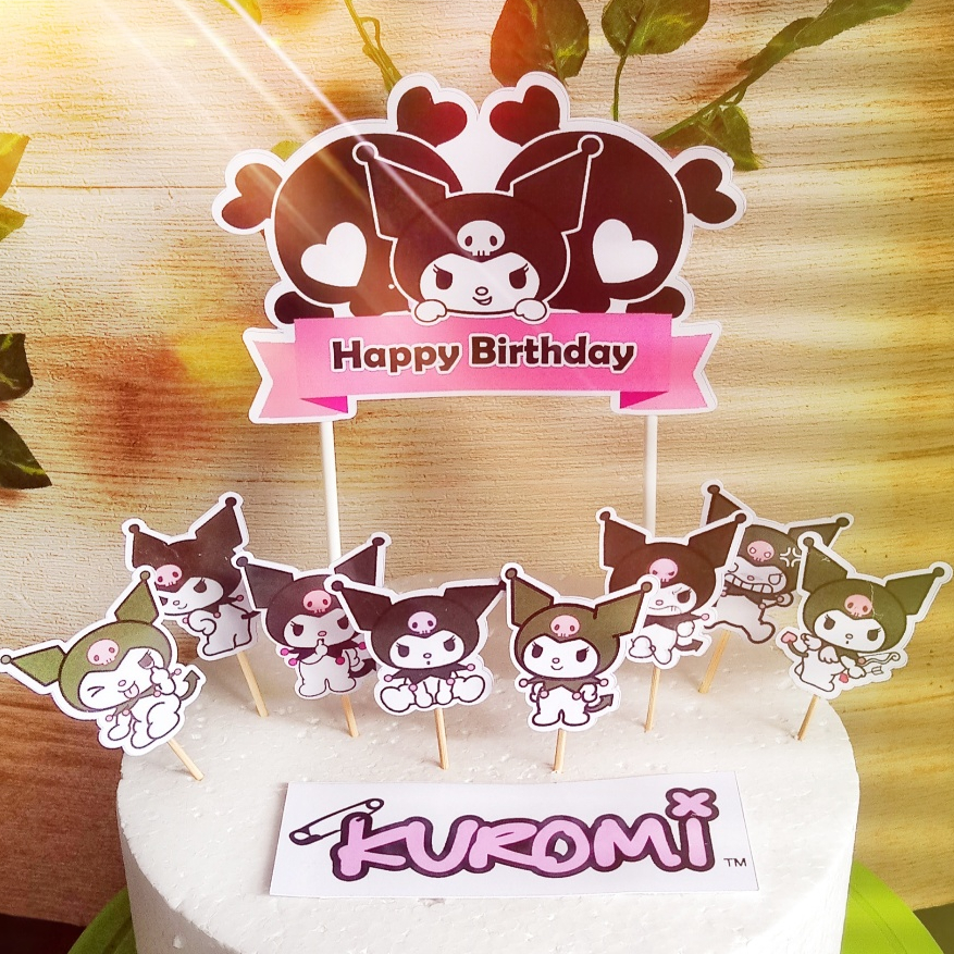 Topper Kuromi Custom Nama untuk Hiasan Kue Ulang Tahun / Ultah Anak Karakter (Toper Cake)