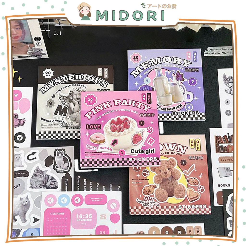 

[MIDORI] 20Sheets VINTAGE STIKER BOOK Sticker Book Decor DIY Scrapbook Stiker Hias Diary Planner - B0468