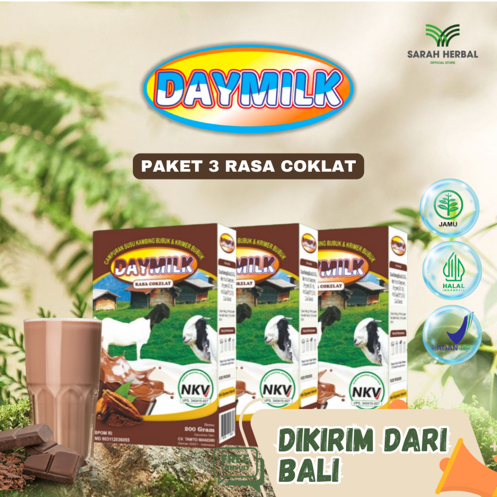 

PAKET 3 BOX DAYMILK RASA COKELAT Susu Kambing Etawa Tidak Bau Prengus Membantu Menjaga Daya Tahan Tubuh dan Bantu Jaga Kesehatan Sendi dan Tulang Dikirim dari Bali