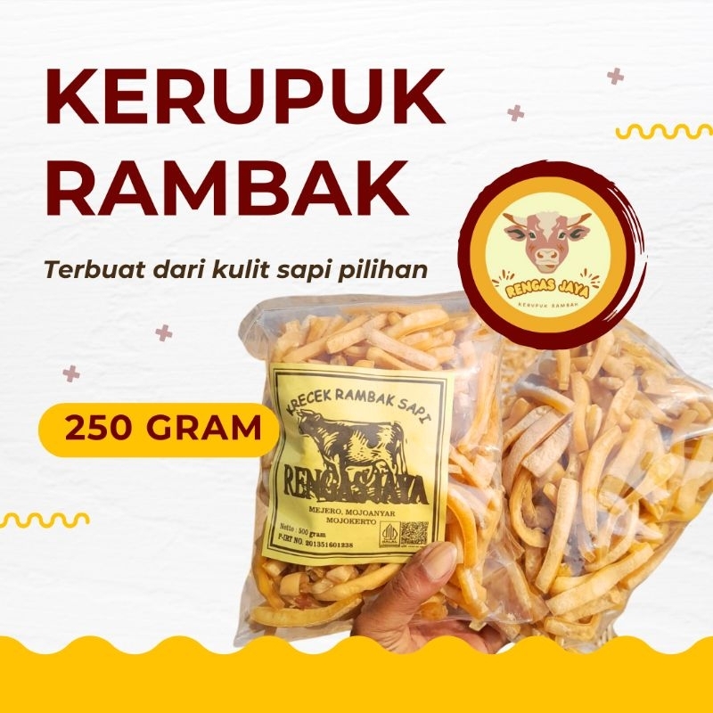 

Kerupuk Rambak Kulit Sapi Stik Panjang Krecek Mentah Siap Goreng 250gr