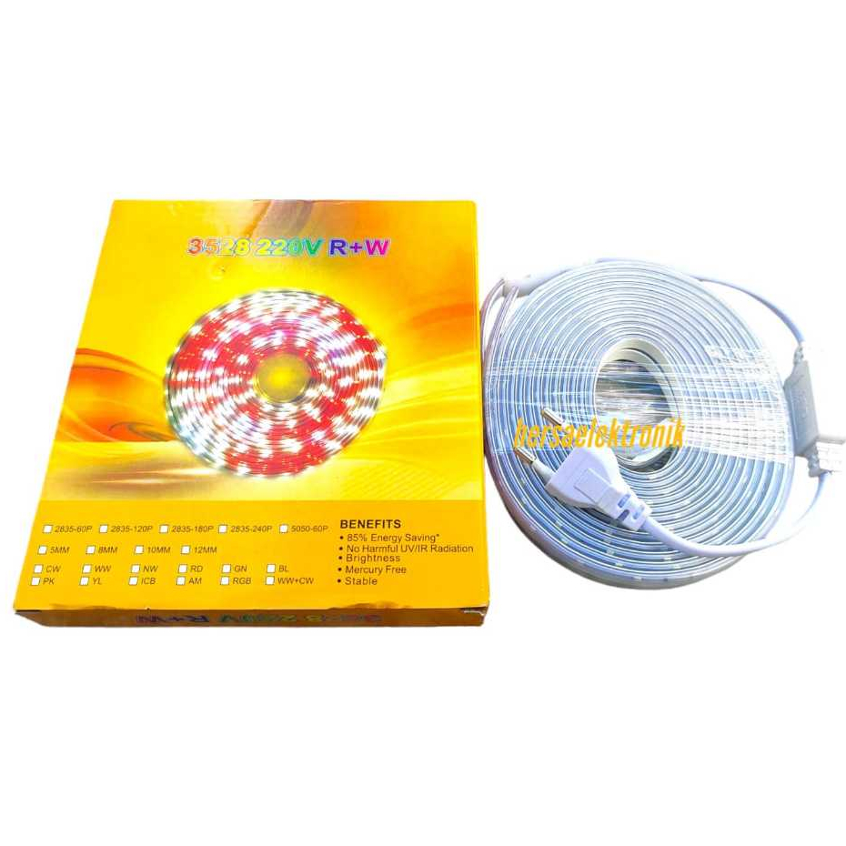 lampu strip hias merah putih 3528 led strip merah putih