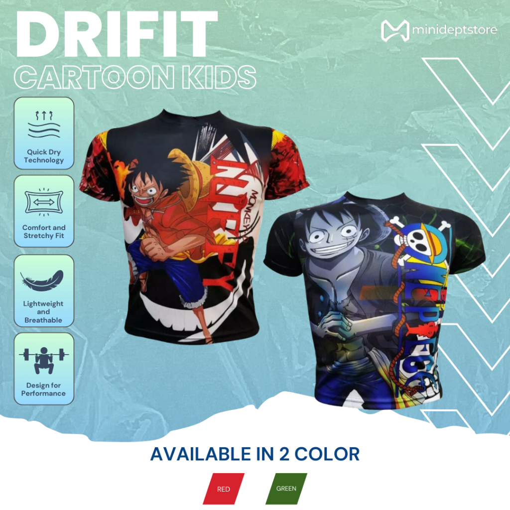 Kaos Drifit Anak Kartun One Piece Luffy Full Print
