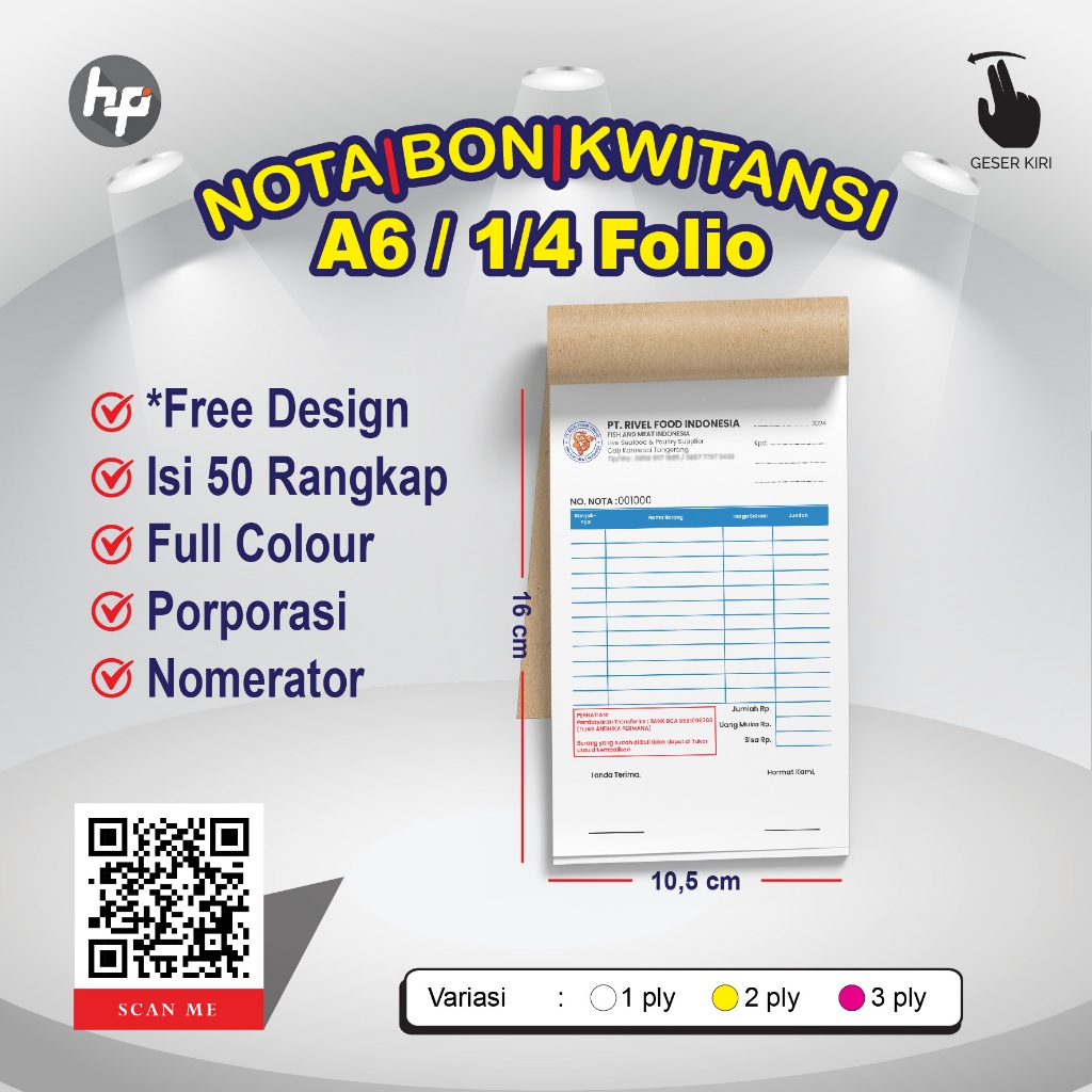 

CETAK CUSTOM A6 NOTA / BON / KWITANSI / FAKTUR / SURAT JALAN