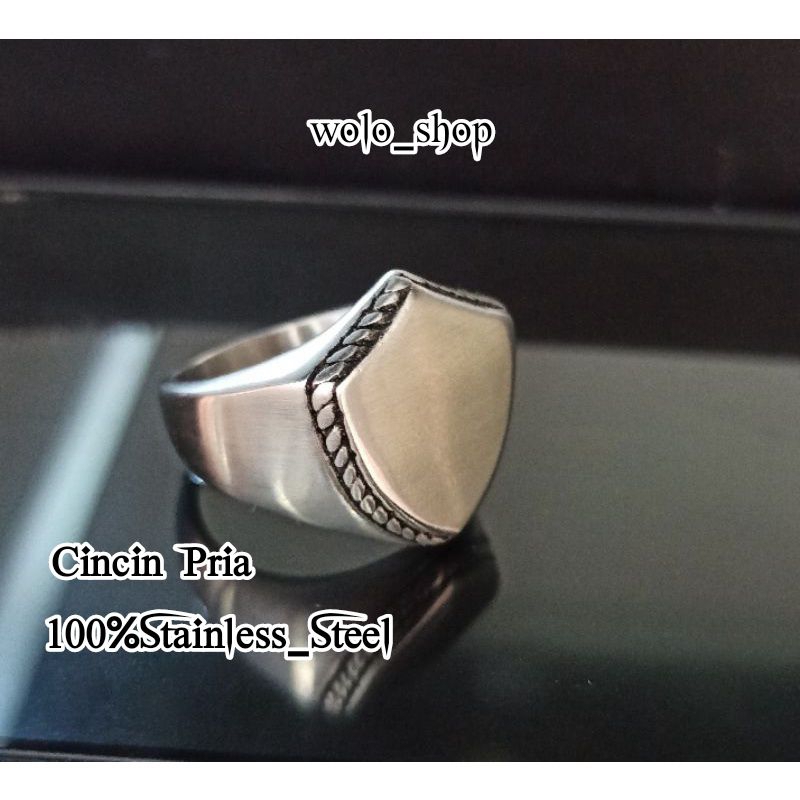 Cincin Cowok Perisai Bahan Titanium keren anti karat