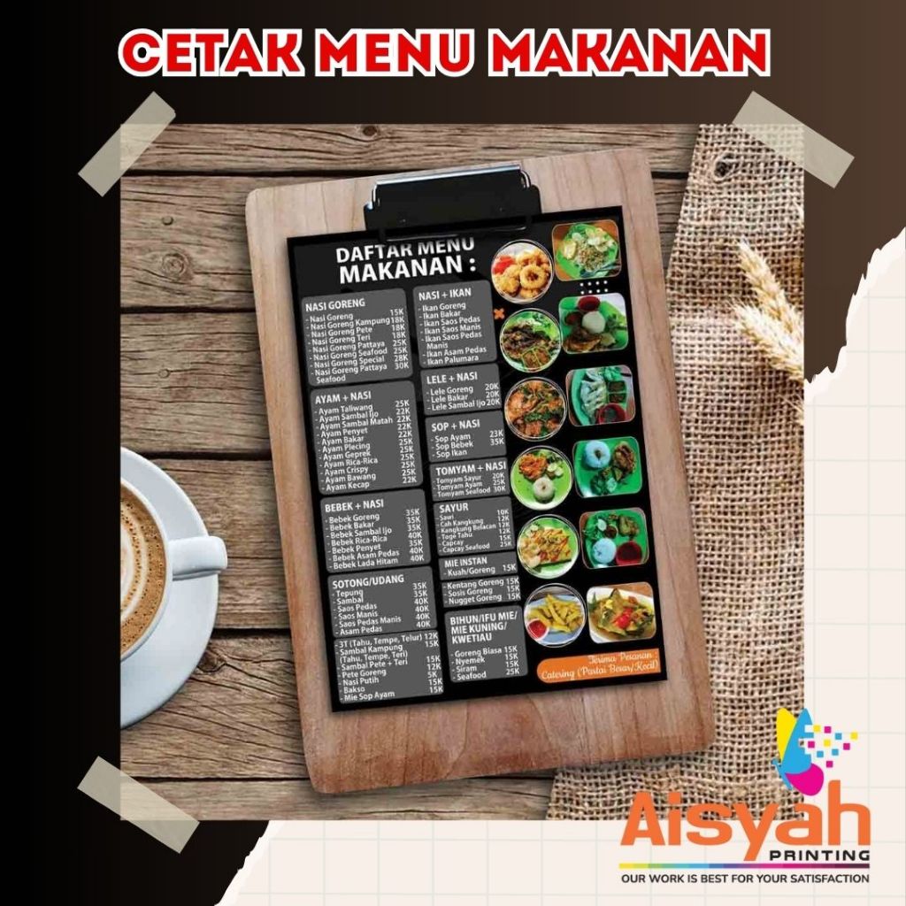 

CETAK MENU MAKANAN Print A3+ Plus untuk UMKM