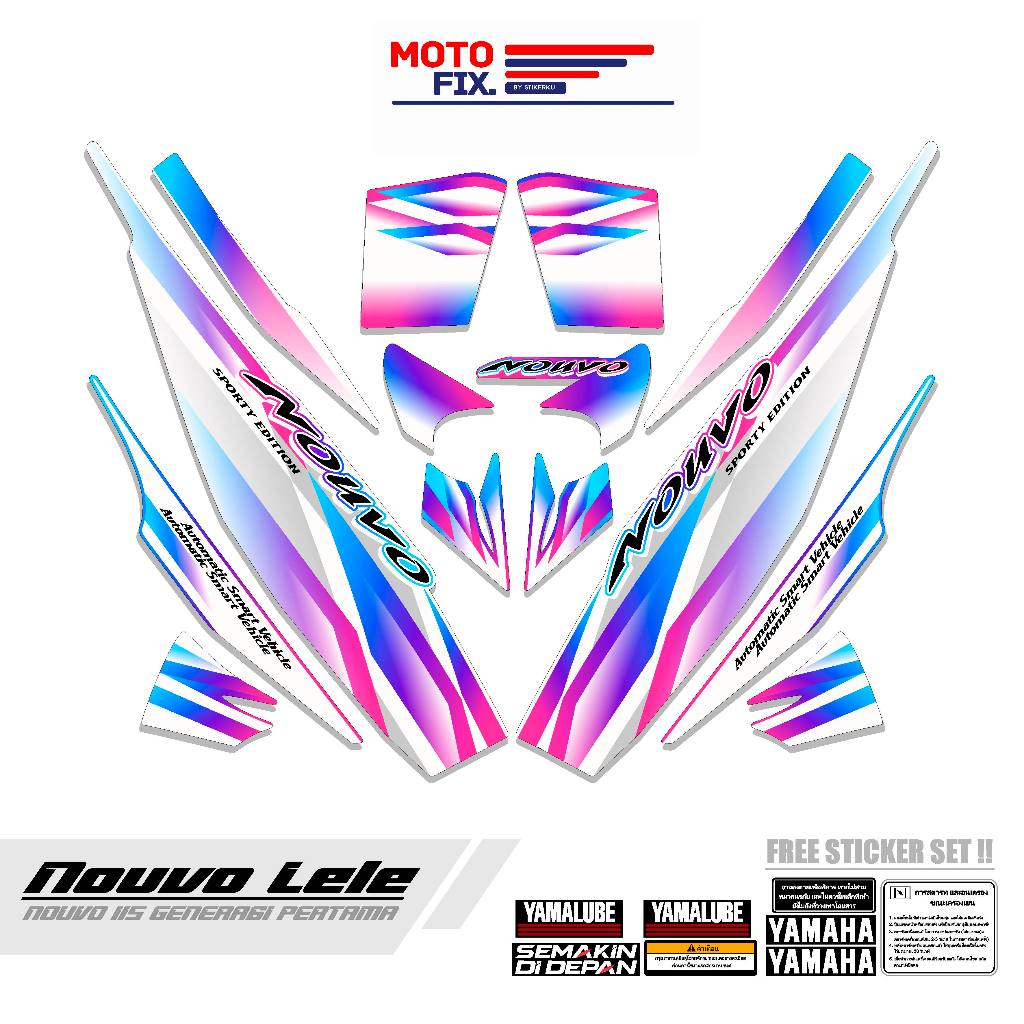 Stiker Striping Decal Body Motor Yamaha Nouvo Lele 115 Nouvo Go Motif 07 Free Sticker Set