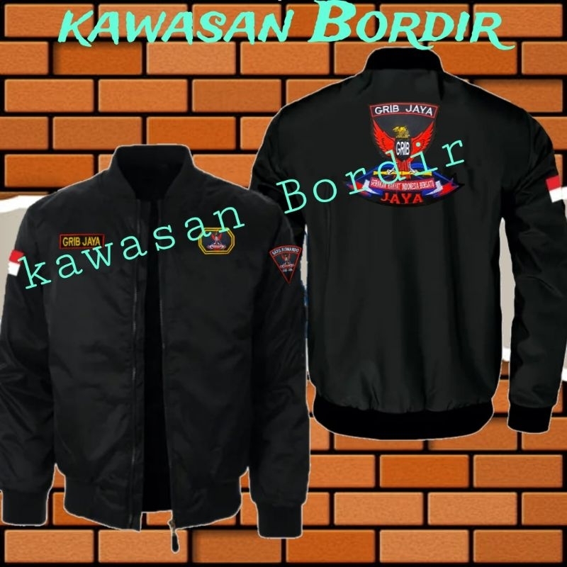 Terbaru jaket ormas grib jaya bomber ormas grib jaya jaket bomber grib jaya full bordir..