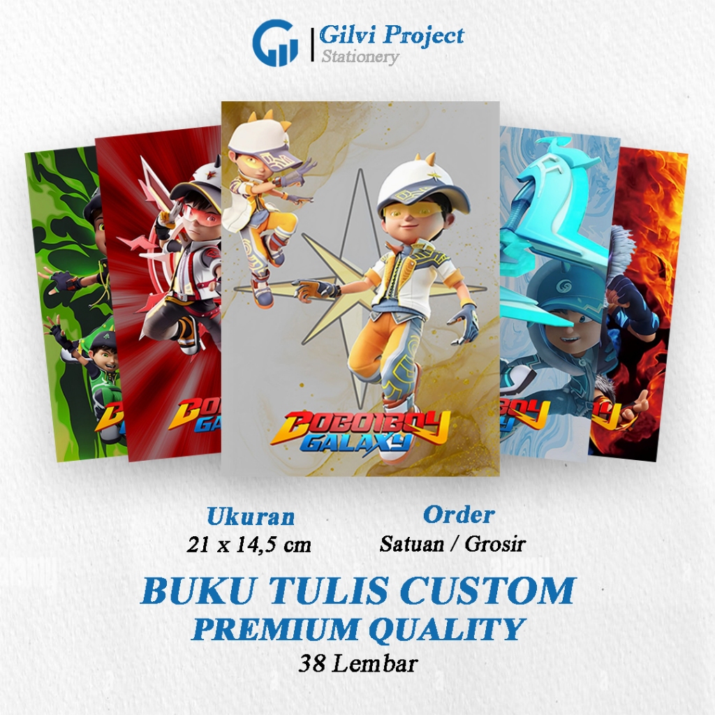 

Buku Tulis Sekolah Custom Tema BOBOIBOY Bergaris 38 Lembar 1 Pak Isi 5 Buku/ Buku Tulis Anime/ Buku Aesthetic/ Buku Catatan