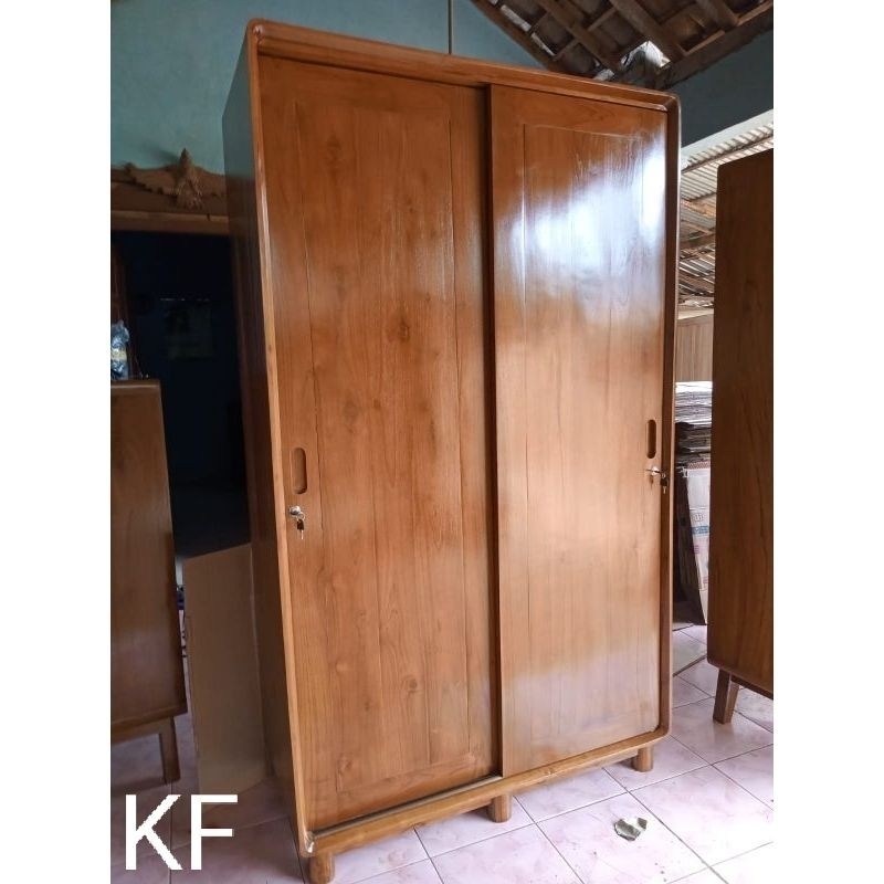 Lemari Sleding Retro Kayu Jati