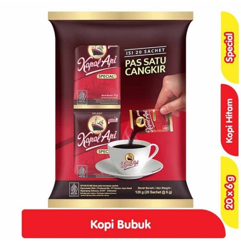 

Kapal Api Kopi Bubuk Instan Spesial isi 20 x 6 gram