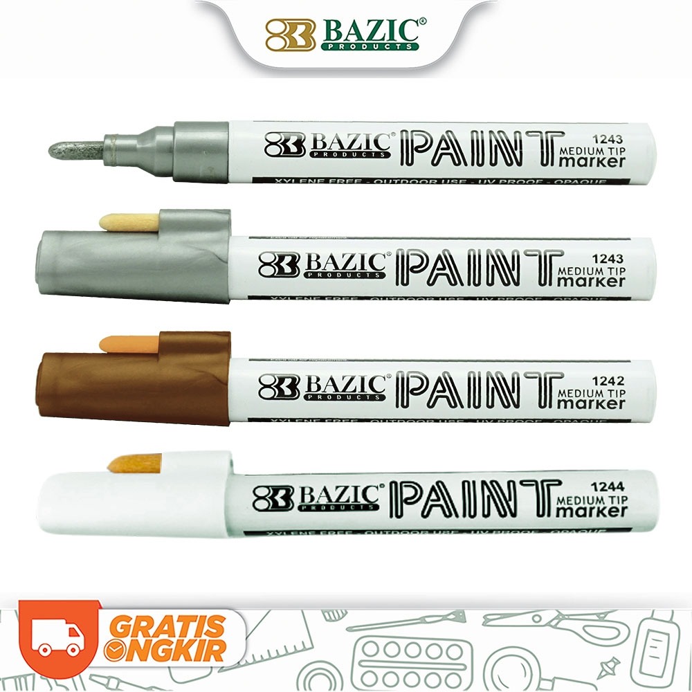 

Bazic Silver Gold Paint Permanent Markers - Spidol Emas Perak