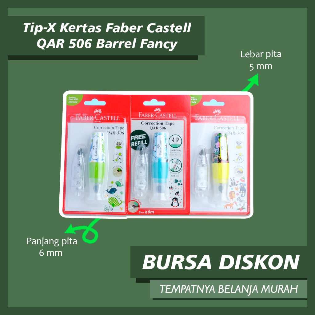 

Tip-X Kertas Faber Castell QAR 506 Barrel Fancy Lucu Bergambar Correction Tape