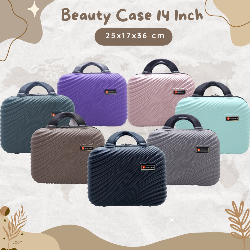 BEAUTY CASE SWISS POLO 14 INCHI COLORFULL MURAH ORIGINAL / KOPER FIBER MINI JINJING SIZE 14 INCHI TA
