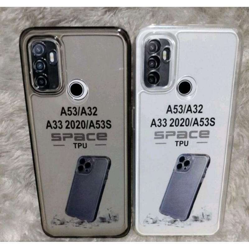 Softcase Casing Bening Oppo A53 Silikon Spece Clear Transparan Pelindung Belakang HP+Camera