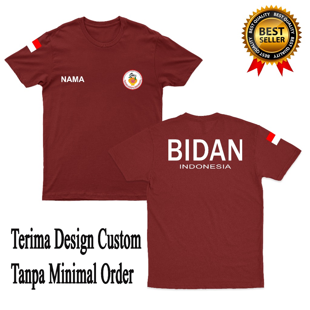 BAJU KAOS BIDAN INDONESIA IBI ATASAN BIDAN LENGAN PENDEK GRATIS CUSTOM NAMA