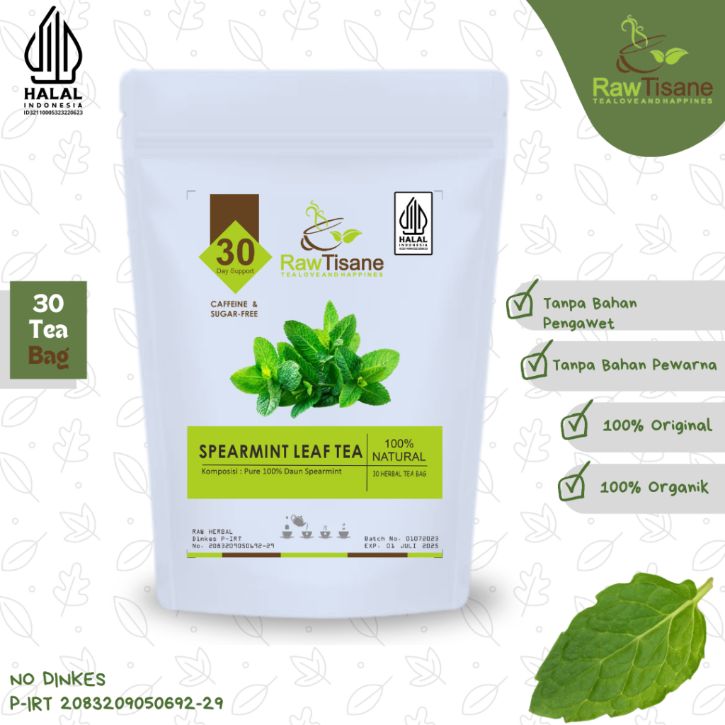 

RAW TISANE Spearmint Leaf Tea : Teh Celup Daun Spearmint All Varian Isi 30 Tea Bag