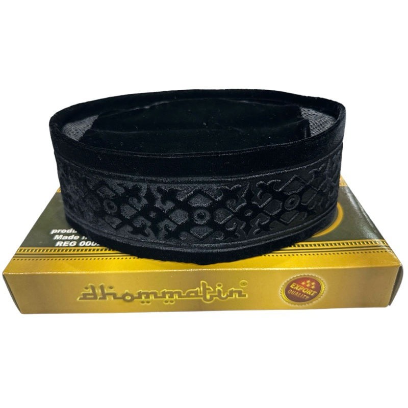 Kopiah Kopyah Peci Songkok DHOMMATIN Hitam AC motif Laser Profil