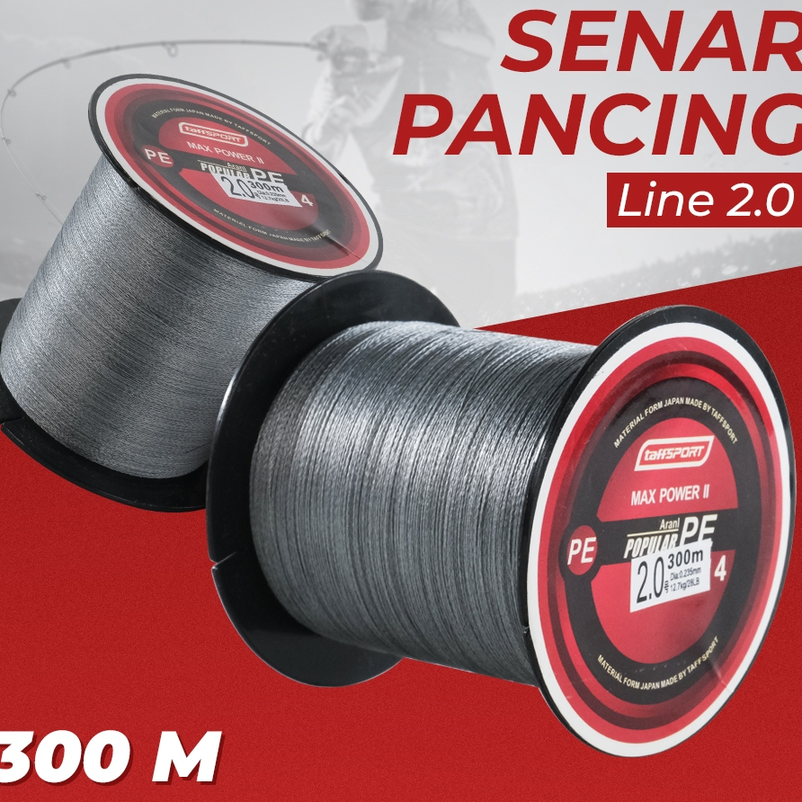 Tali Pancing PE 2.0 Abu Senar Pancing PE Ukuran 0.4 300M Grey