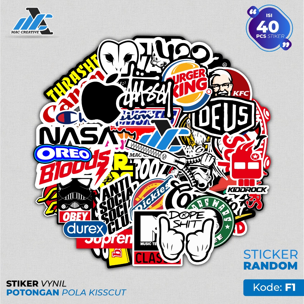 

[ MAC ] 40 PCS STICKER RANDOM AESTHETIC ANTI AIR UNTUK LAPTOP CASE TUMBLER KOPER HP - F1