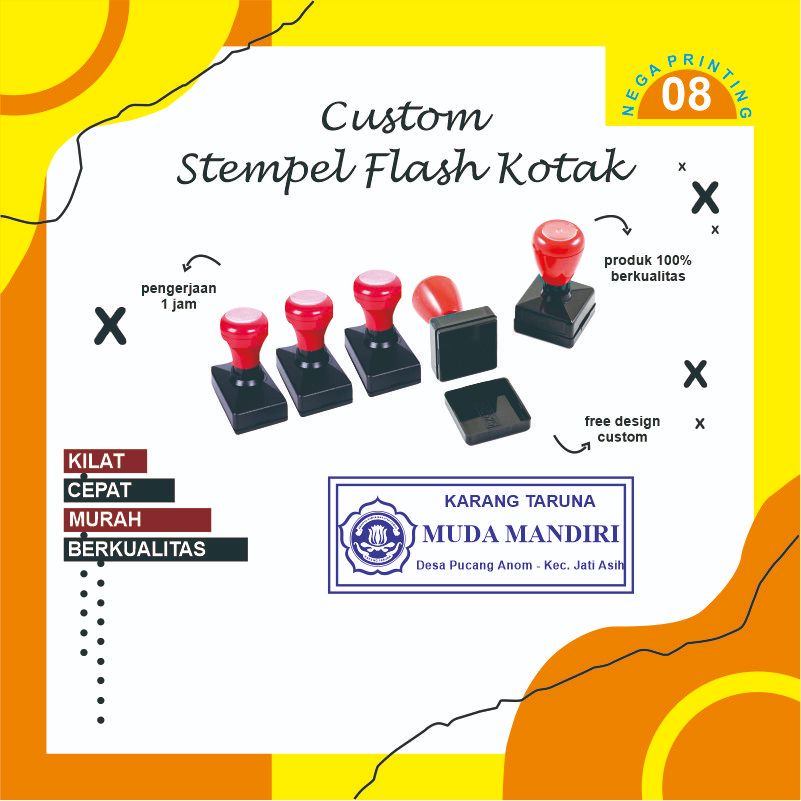 

STEMPEL FLASH KOTAK CUSTOM / STEMPEL TERBARU / STAMPLE