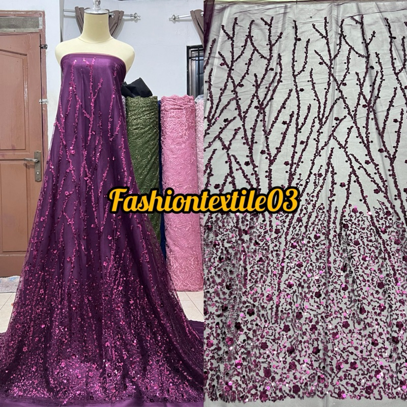 KAIN TILE PAYET PREMIUM / TILE FLU PAYET AKAR / BAHAN KEBAYA HARGA PERSETENGAH METER