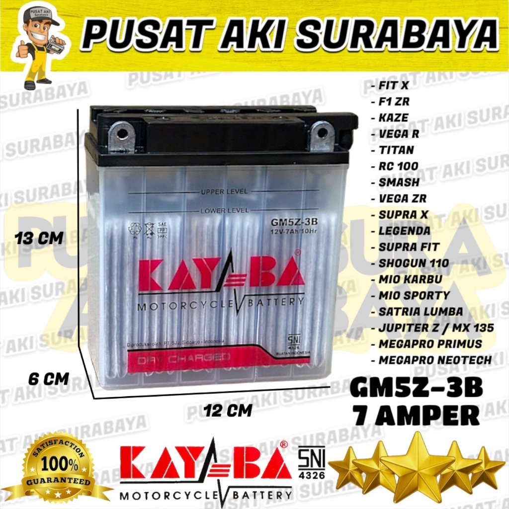 ORIGINAL AKI BERKUALITAS KAYABA GM5Z-3B DRY CHARGED MOTOR LEGENDA GRAND PRIMA TITAN SUPRA SMASH