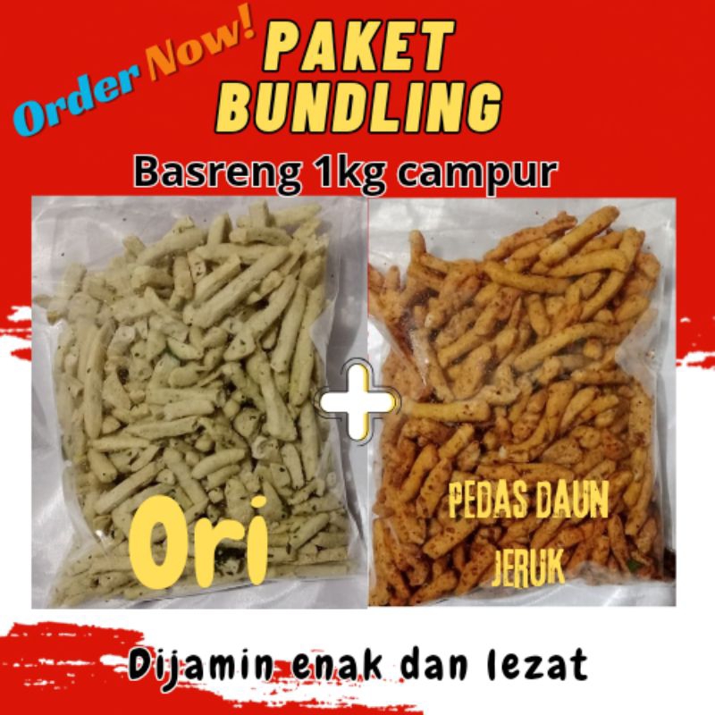 

1kg Basreng Campur 500gr Ori + 500gr Pedas Daun Jeruk