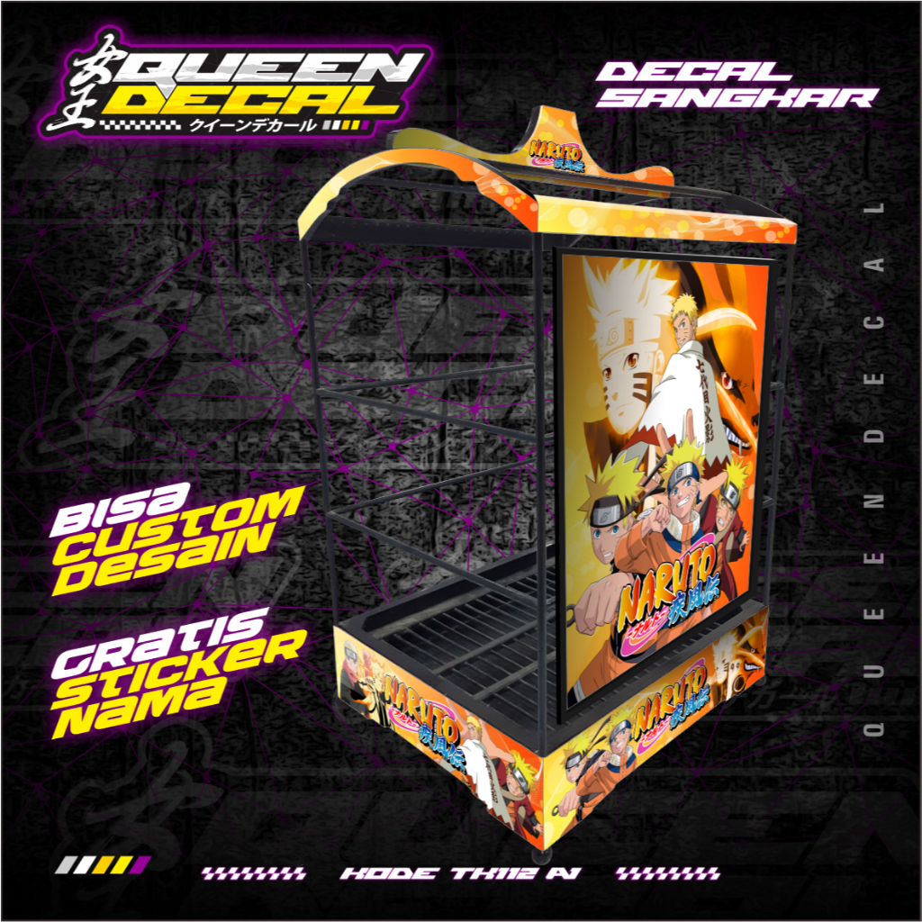 Decal Sangkar Kotak Aksesoris Kualita Premium / Stiker Decal Variasi Motif Animasi Naruto Custom - T