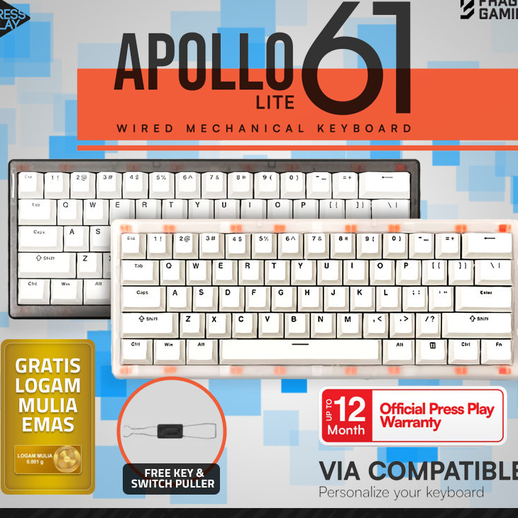 Pressplay APOLLO61 Lite 60% Press play Wired Mechanical Keyboard Apollo 61 PressplayApollo