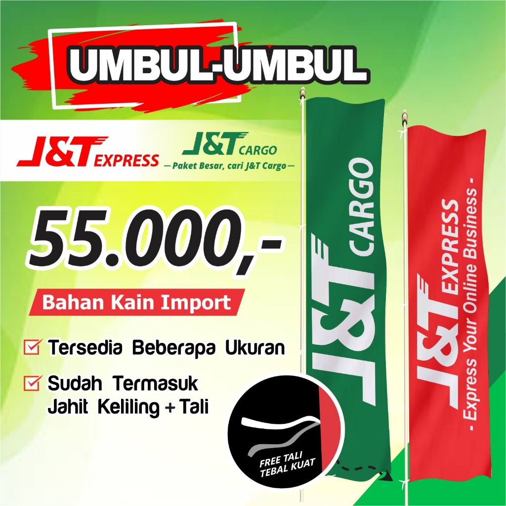 Umbul Umbul Jnt Cargo Merah Hijau / Umbul umbul full printing / umbul umbul Custom