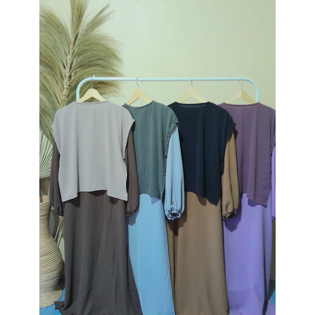 GAMIS SET VEST BAHAN CRINKLE AIRFLOW PREMIUM // DRESS REMAJA VEST TERBARU