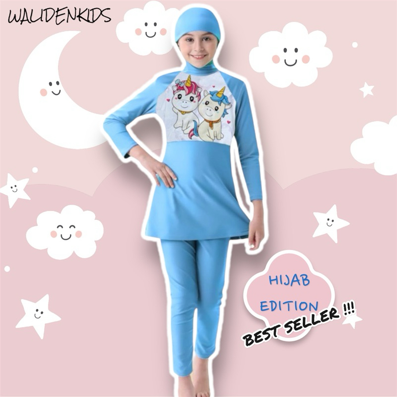 Baju Renang Anak Muslim Hijab Perempuan 1-12 Tahun Unicorn