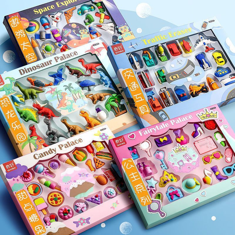 

(Harga per kotak) Penghapus karakter motif mainan anak laki perempuan stimulasi sensory play STATIONERY GIFT SET