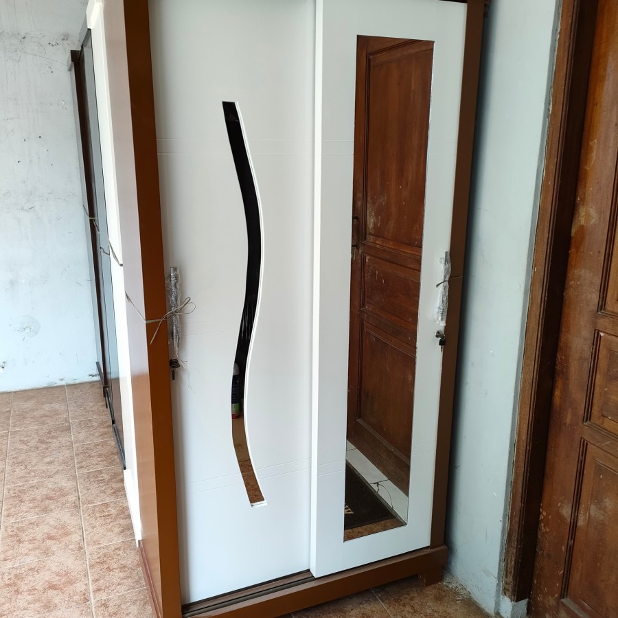 lemari pakaian sliding 2 pintu kaca