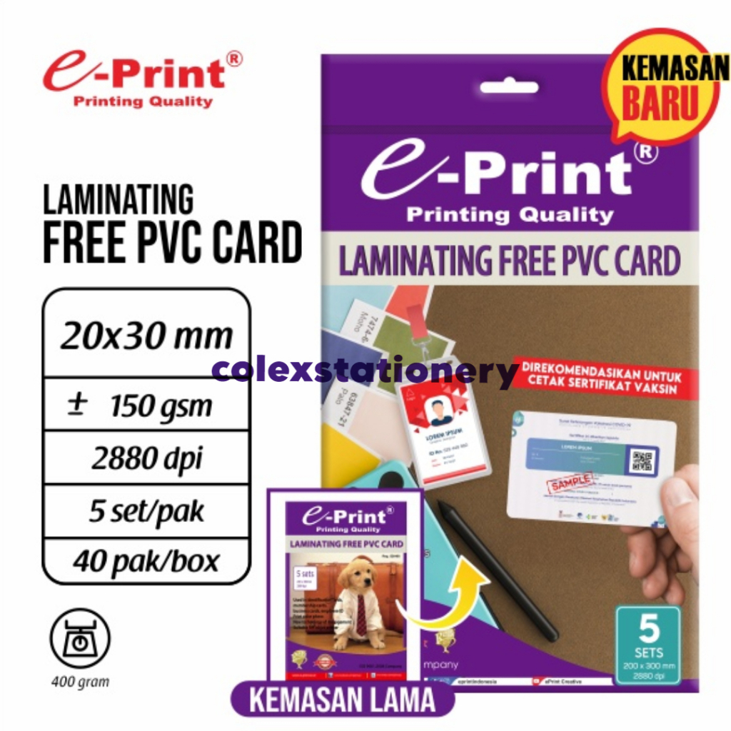 

Paper Laminating PVC Card / Paper Laminating Cetak Id Card Ukuran A4 260 Gsm Isi 5 Sheets E-print